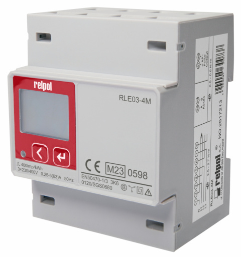 Three-phase meter RLE03-4M with Modbus interface and bidirectional measurement
