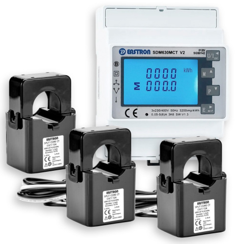 Three-phase energy meter Eastron SDM630MCT Modbus + 3 ESCT-T24 150A/5A sensor