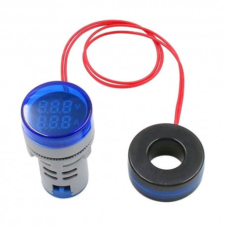 Voltmeter Ammeter LED 28 mm 20 ÷ 380 V / 100 A MIX of colors