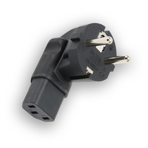 EU plug to C13 socket angle converter